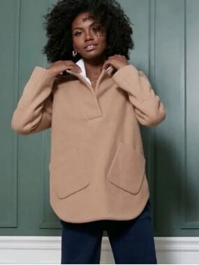 Tuckernuck Emerson Popover Jacket. Cozy Camel Pullover Tunic with Front Pockets